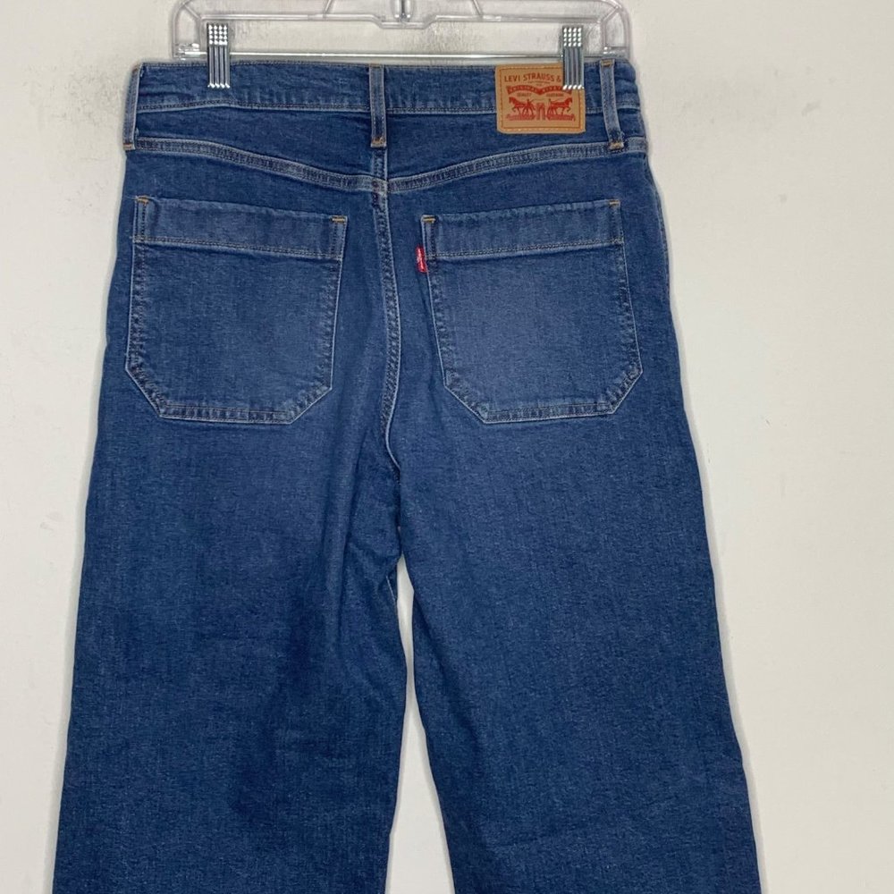 Levis Mile High Cropped Wide Leg Jeans Size 29 Blue Denim Buttonfly - Picture 6 of 10